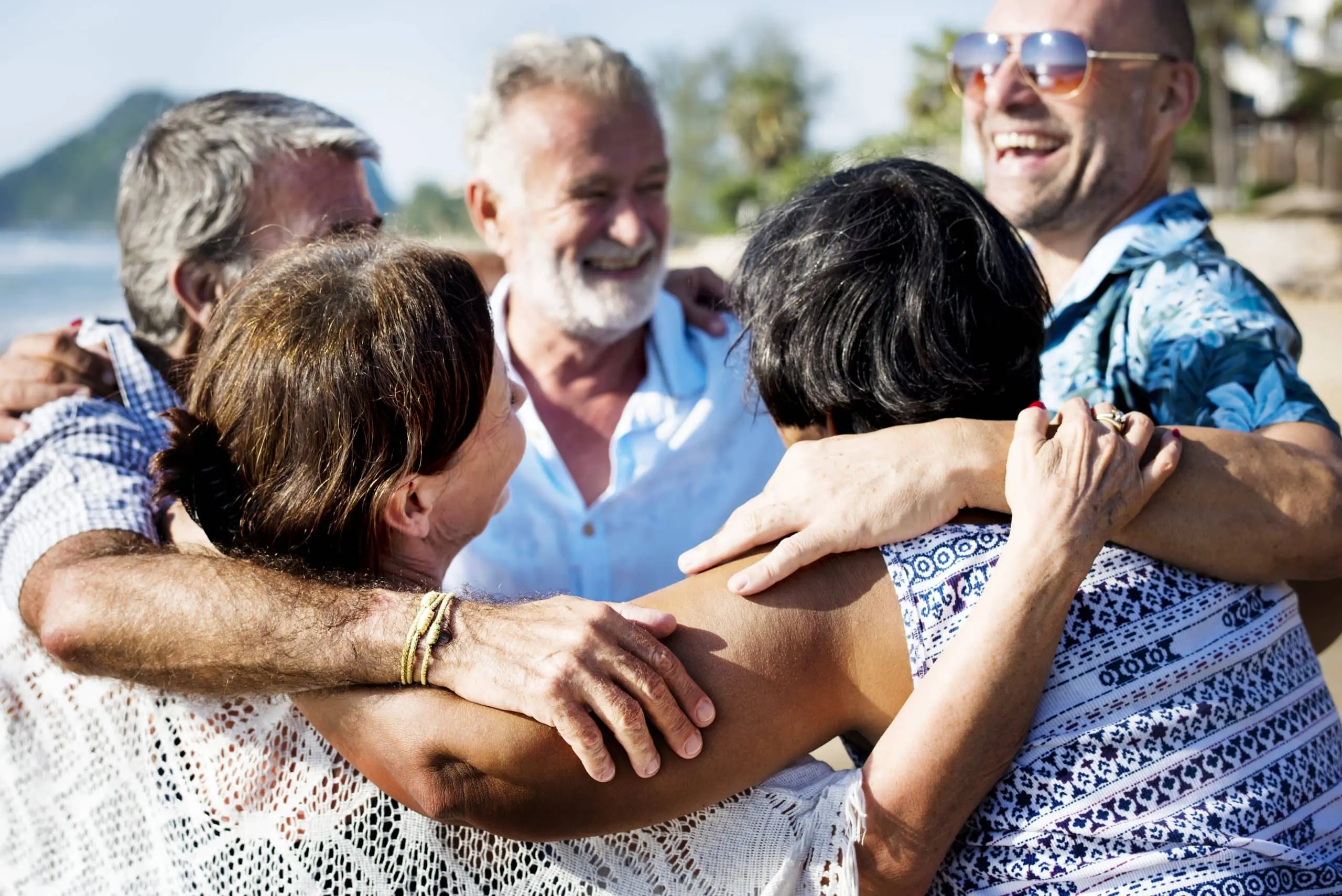 Group of seniors on the beach